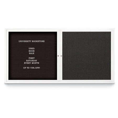 United Visual Products Corkboard, Single Door, Radius Frame, 18x24", White/Amethyst UV7000-WHITE-AMETHY